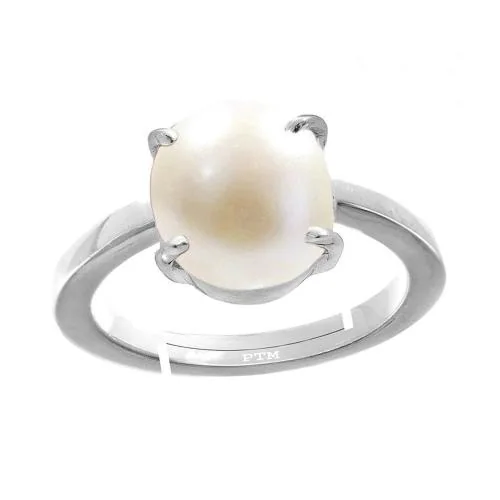 Ptm Pearl 4 Carat Natural Gemstone 925 Sterling Silver Adjustable Ring