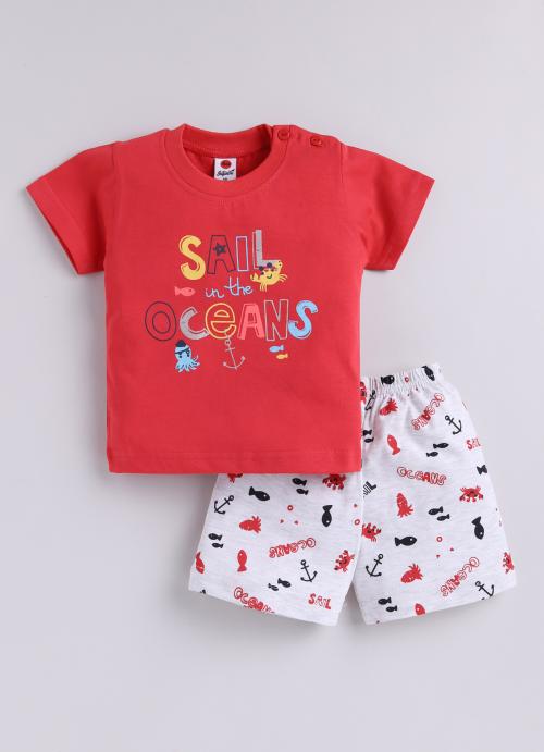 Mars Infiniti's Pure Cotton Shoulder button Tshirt and Short set. kids wear | t shirt for kids | t shirt for boys | t shirt | tshirt | tshirt boys | boys tshirt | boys t tshirts | boys dress | tshirts | t shirts