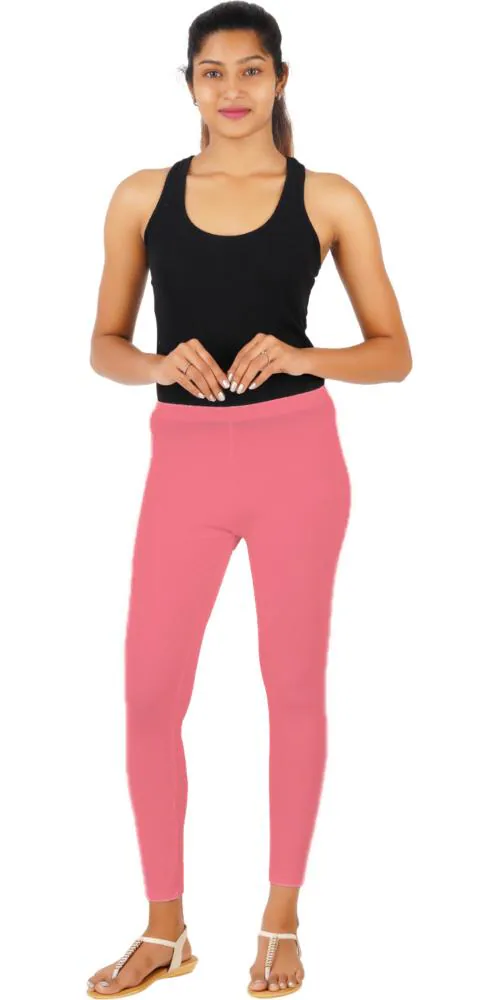 Buy Nidharashana Women Pink Solid Cotton Lycra Blend Leggings (XL