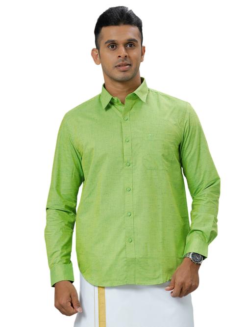 RAMRAJ Men 100% Cotton Full Sleeve Light Green shirt- Prestigious Fit & Liberty Cut (44; Light Green)