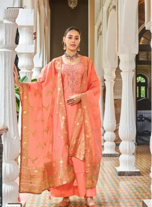 Aarshi Fashions Orange Jam Silk Kurta with Silk Orange Churidar and Silk Orange Dupatta | Unstitiched Ethnic Salwar Suit Set