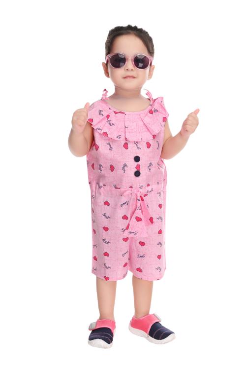 NEW GEN GIRLS PINK 100% COTTON PACK OF 1 JUMPSUIT