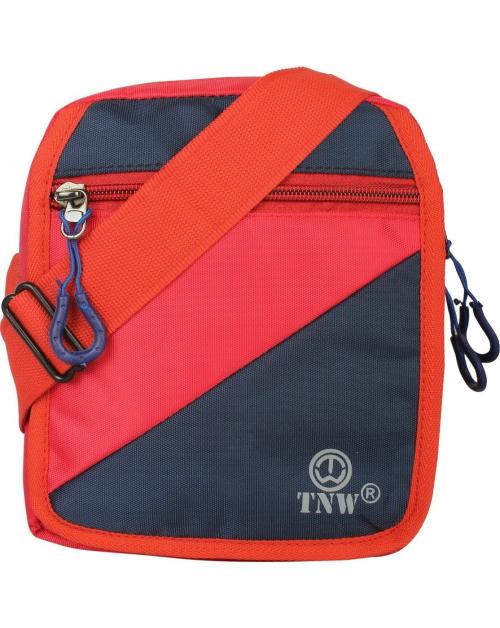 TnW Red and Blue Polyester Sling Bag