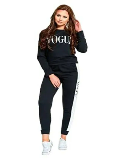 Andaria Fashion Hub Cotton Stylish Sports Use Tracksuit Women's Yoga Track Suit ( Black-S)