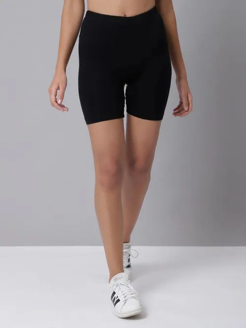 AMBEYCITY Women Black Lycra Solid Cycling Shorts