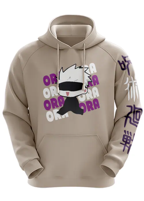Beige - 2XL Ora Ora Running Satoru Gojo Jujutsu Kaisen Anime Hoodie TeesTheDay