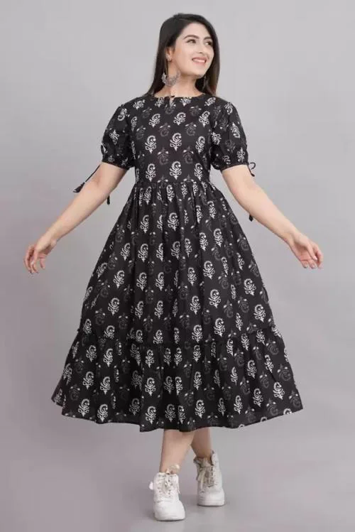 Misfitsishan Women Printed Cotton Anarkali Kurta