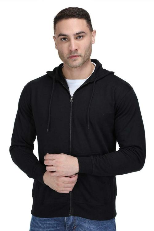 FALTU.CO FALTU.CO Samyak Wear Black Men's Cotton Hooded Hoodie