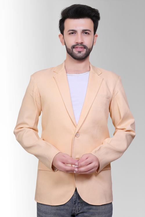 Avaeta Men's Cream Solid Cotton Blend Blazer
