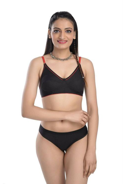 Buy RTX Women Black Cotton Bra With Panty Online at Best Prices in