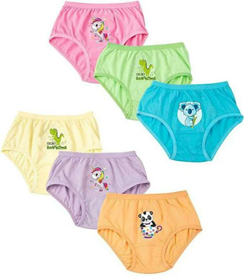 RCK ROCKERS Girls Multicolor Cotton Pack of 6 Panties (3-4 Y)