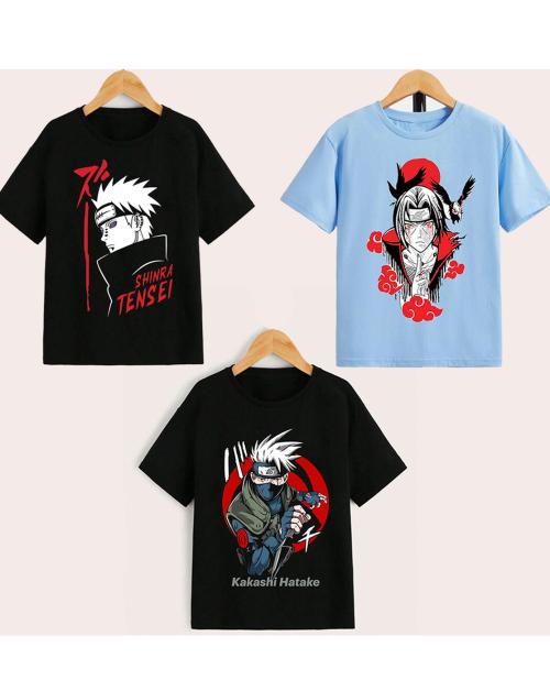 Gudpig Boys Anime Printed Tshirt (Pack of 3)
