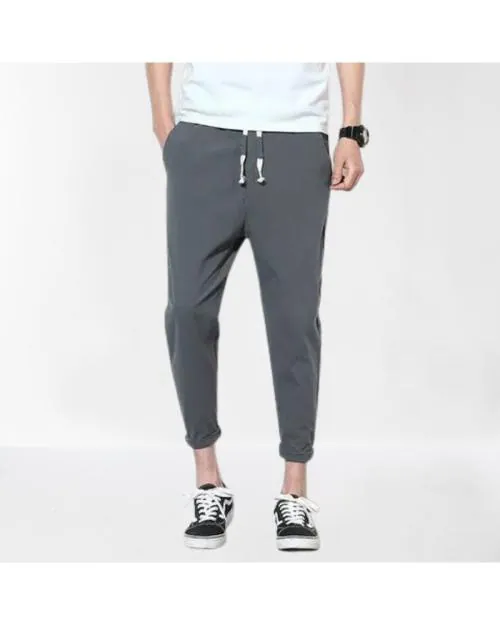 GLITO Solid Dark Grey Dry-Fit With 2 Pocket Sports Track Pants For Men's