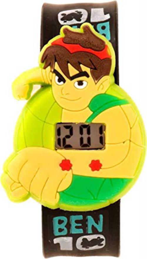 Zest4Kids Cartoon Ben 10 Shaped Slap Snap On Silicone Digital Wrist Watch For Boys