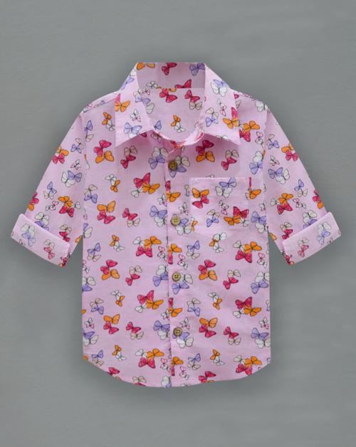 A.T.U.N. (All Things Uber Nice) Boys Soft Pink Cotton Printed Shirt