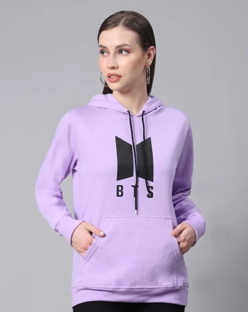 MAYNEISHA Casual Stylish Women's Hooded Neck Regular Fit BTS Printed Hoodie for Winters Wear-S (Pack of 1)