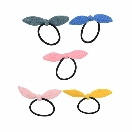 Funkrafts Crochet Bow Hair Tie Set of 5 - Multicolor