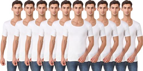 Hap Men's Cotton White Half Sleeve Vest (Xs) (Pack of 10) Undershirt_XS