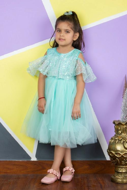 Bella Moda Girls Solid Sleevless Party Wear Dress