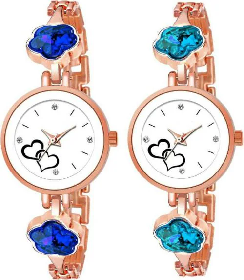 HRV White Dial Rose Gold Strap Analog Watch For Women