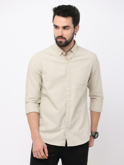 Fly69 Originals Slim Fit Casual Shirts Premium Collections Beige colour XL size shirts