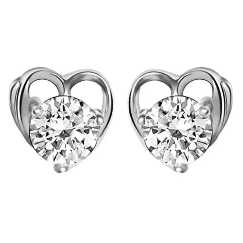 Giva Sterling Silver Zircon Tiny Heart Studs For Women