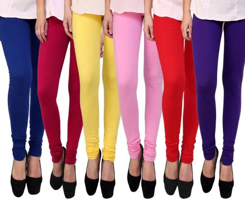 Famaya Girls Multicolor Solid Cotton Lycra Leggings 12-13 Years (Pack Of 5)