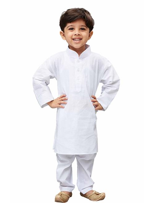 Vastramay Boys' White Pure Cotton Kurta Pyjama Set