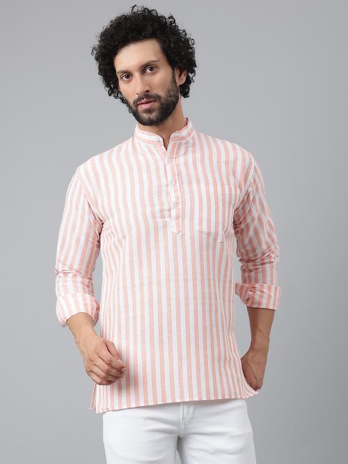 RIAG MEN'S STRIPED FULL SLEEVES SHORT KURTA