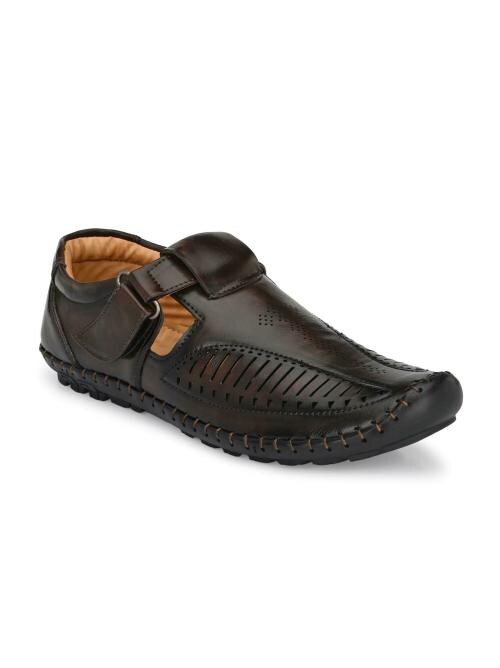 Bucik Men's Brown Synthetic Leather Slip-On Casual Sandal
