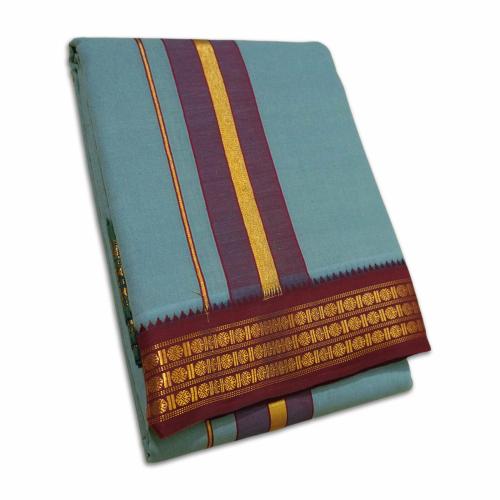 South Indian Men's Pure Cotton Dhoti Towel set for Pooja | Cotton Color Unstitched Dhoti Towel 9X5 (Grey)