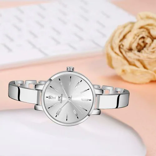 IIK Collection Analogue Brown Dial Silver Bracelet Girl's & Women's Wrist Watch -(IIK-3061W)