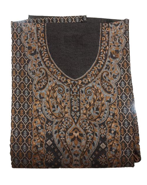 SAAKSHAAT Women's Unstitched Printed Winter Woollen Pashmina Salwar Suit Dress Material with Shawl - (Free Size) - Black