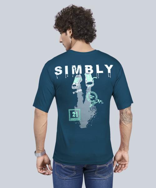 TOPTOGS Men Printed, Typography Round Neck Viscose Rayon PetrolGreen T-Shirt