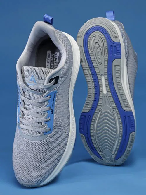 Action Athleo SPT-711 Men's Light Grey & Royal Blue Mesh Lace-Up Sports Shoes