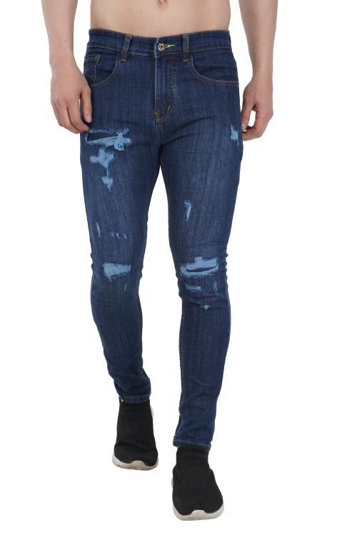 FoulChild Dark Blue Jeans | Ripped | Skinny /Carrot Fit | Cropped | High Rise | Size-34