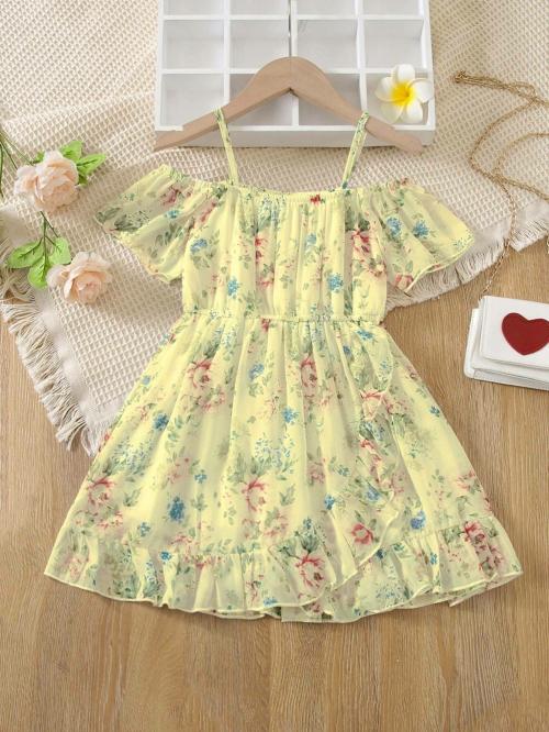 Piyuti Baby Girls Yellow Georgette Half Sleeve Above Knee Fit and Flare Dress (1-2Y)