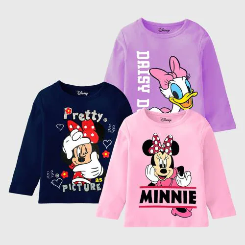 KUCHIPOO Disney Girls Regular Fit Full Sleeves Cotton T-Shirts (DKUC-TSHRT-481, Multi-Colored)