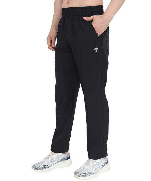 Efito Men Black Polyester and Elastane Active Track Pants