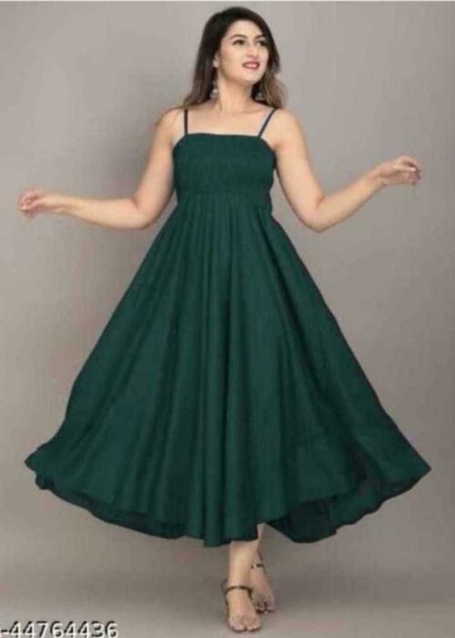 MRIGNAYANI Women Green Printed Cotton Rayon Blend Kurta (S)