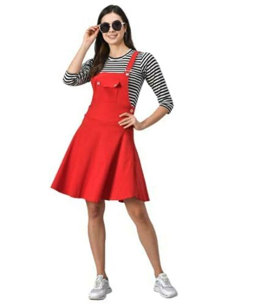 Shiva Trends Womens Cotton Blend Light Pink Solid Knee Length Dungaree