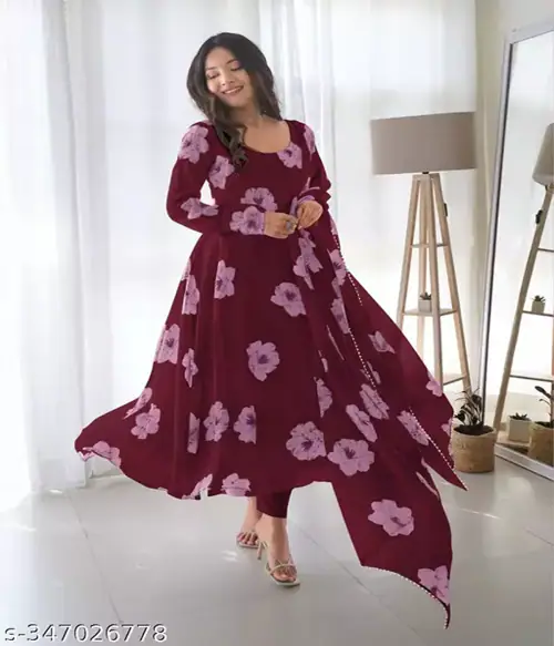 CLOTH VALLY kurta set with dupatta for women ,kurta set ,white kurta set for women ,anarkali kurta set with dupatta ,kurta set for women under 500 ,kurta set anarkali ,kurta set trending ,kurta set ethnic-Size-M-Maroon