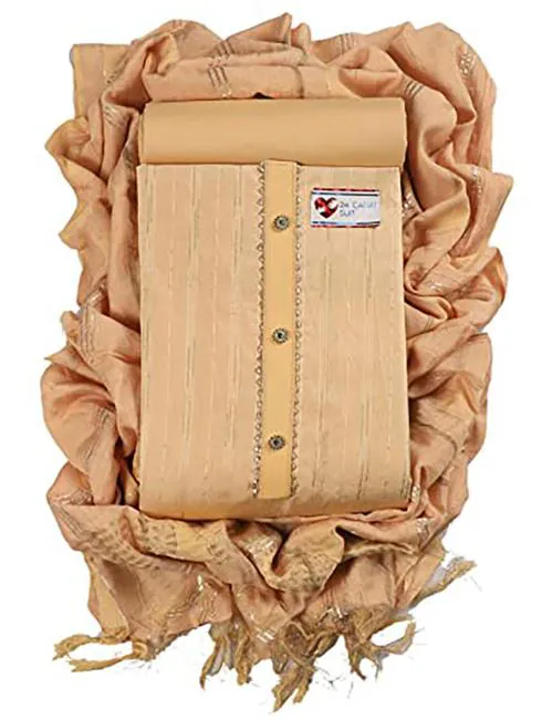 Sun Fashion and Lifestyle Women Chikoo Sequins Woven Cotton Unstitched Salwar Suit Dress Material with Dupatta