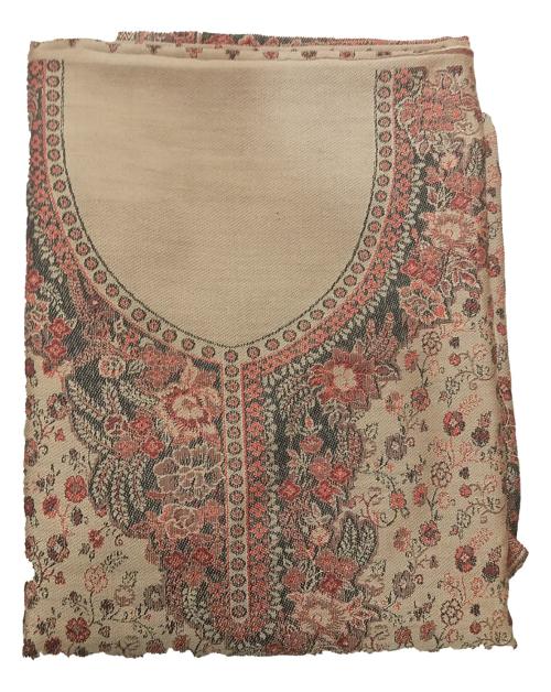 SAAKSHAAT Women's Unstitched Printed Winter Woollen Pashmina Salwar Suit Dress Material with Shawl - (Free Size) - Beige-2