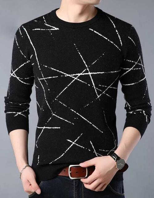 LEWEL Men's Round Neck Printed Full Sleeve T-shirt