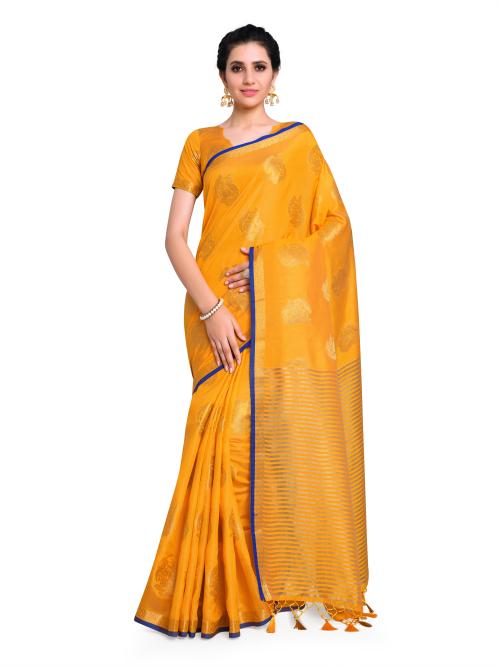Mimosa Women's Kanjivaram Tussar Silk Saree with Blouse Piece : 5263-497-SD-GLD