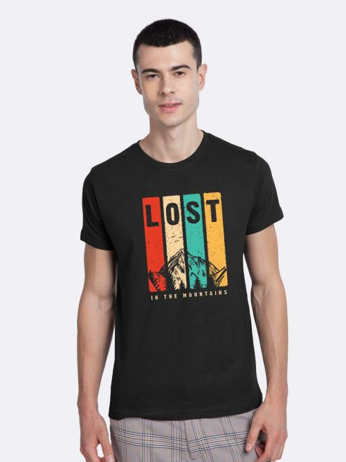 Bewakoof Men Lost Mountains Printed Half Sleeve Round Neck T-Shirt