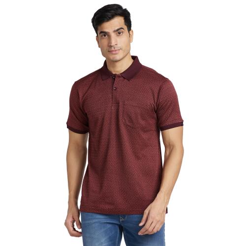 Raymond Contemporary Fit Self Design Blue T-Shirt