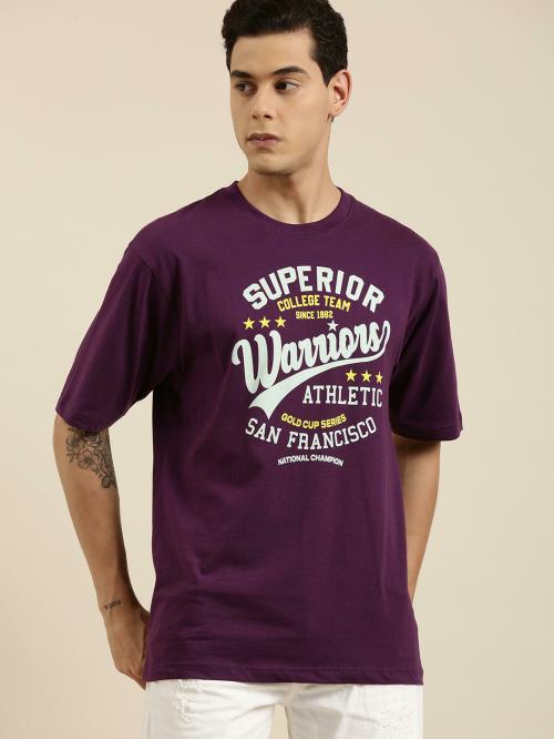 Dillinger Purple Typographic Oversized T-Shirt