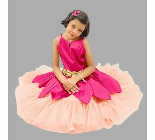 Vastrakriti By Swati Pink Frock With Striking Big Petals